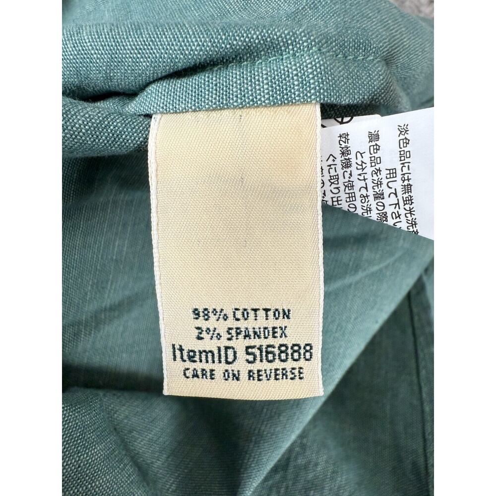 LL Bean Womens Size XL Cotton Button Shirt Green Short Sleeve Casual Collared - Picture 7 of 10